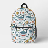Cute Shark Pattern Bedrukte Rugzak (Voorkant)