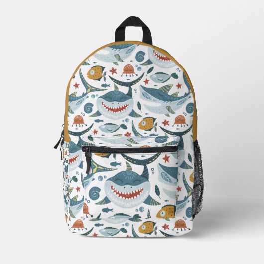 Cute Shark Pattern Bedrukte Rugzak (Voorkant)