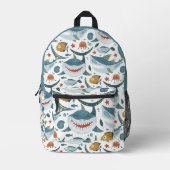 Cute Shark Pattern Bedrukte Rugzak (Voorkant)