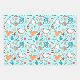 Cute Shark Pattern Inpakpapier Vel
