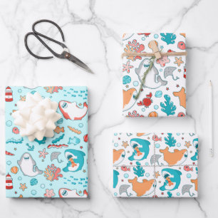 Cute Shark Pattern Inpakpapier Vel