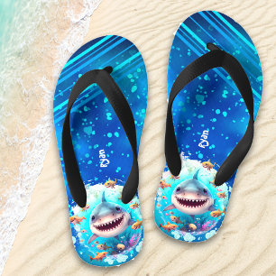 Cute Shark Personalized Boys' Kinder Teenslippers