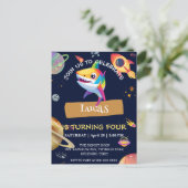 Cute Shark regenboog Galaxy ruimte verjaardagsfees Briefkaart (Staand voorkant)