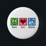 Cute Shark Ronde Button 5,7 Cm<br><div class="desc">Deze geweldige blauwe haaiengift is perfect voor een schoolteam met een geweldige witte mascotte van haaien. Cool Peace Love Sharks design.</div>
