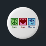 Cute Shark Ronde Button 5,7 Cm<br><div class="desc">Deze geweldige blauwe haaiengift is perfect voor een schoolteam met een geweldige witte mascotte van haaien. Cool Peace Love Sharks design.</div>