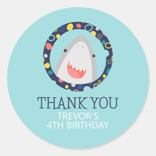 Cute Shark Ronde Sticker (Voorkant)