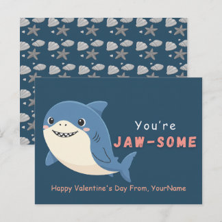 Cute Shark Valentine’s Day Card – You’re Jaw-Some Feestdagenkaart
