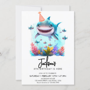 Cute Shark Verjaardagsfeestje Kaart