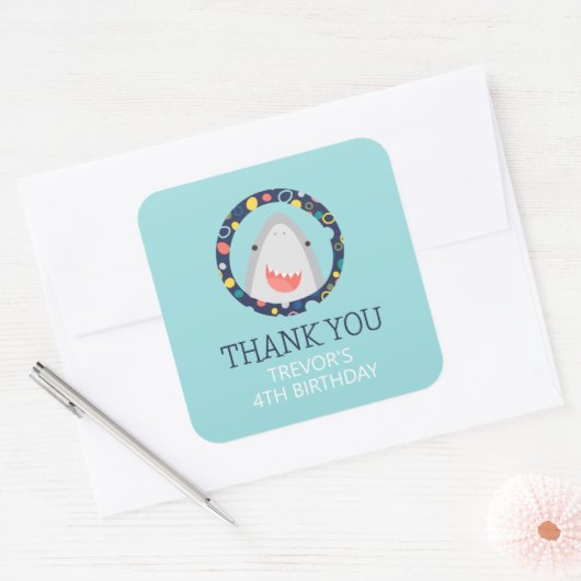 Cute Shark Vierkante Sticker (Envelop)