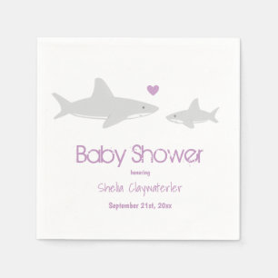 Cute Sharks Heart Paars Baby shower Servet