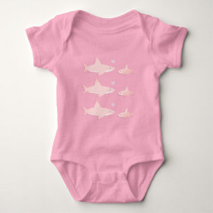 Cute Sharks Roze Baby Bodysuit