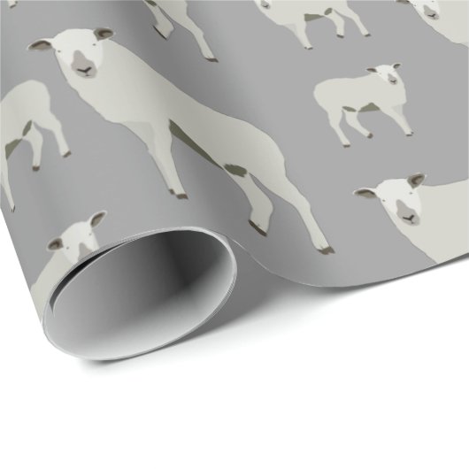 Cute Sheep and Lamb Boerderij Animal Pattern Cadeaupapier (Rol Hoek)