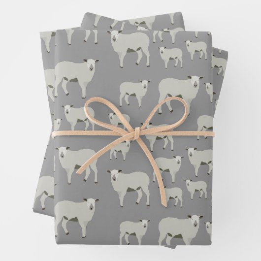 Cute Sheep and Lamb Boerderij Animal Pattern Inpakpapier Vel (In situ)
