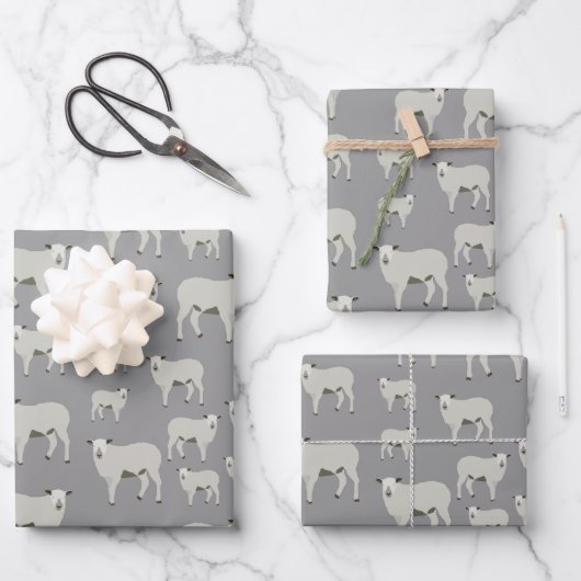 Cute Sheep and Lamb Boerderij Animal Pattern Inpakpapier Vel (Voorkant)