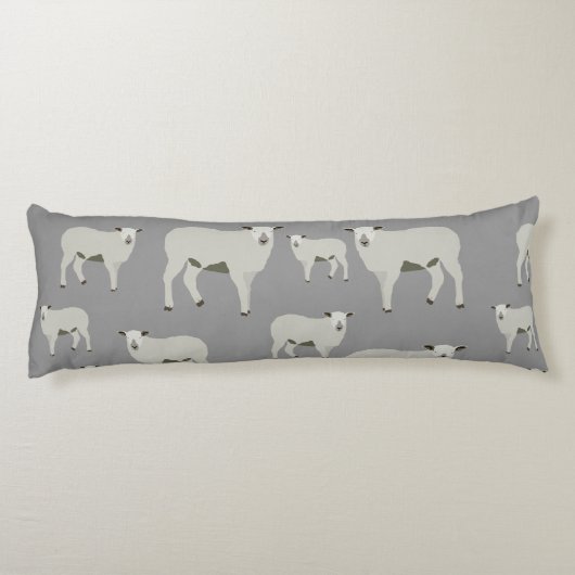 Cute Sheep and Lamb Boerderij Animal Pattern Lichaamskussen (Achterkant)