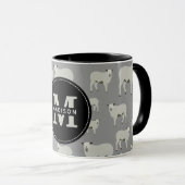 Cute Sheep and Lamb Boerderij Animal Pattern Monog Mok (Voorkant rechts)