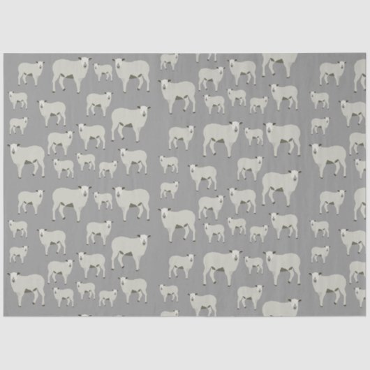 Cute Sheep and Lamb Boerderij Animal Pattern Tissuepapier (Voorkant)