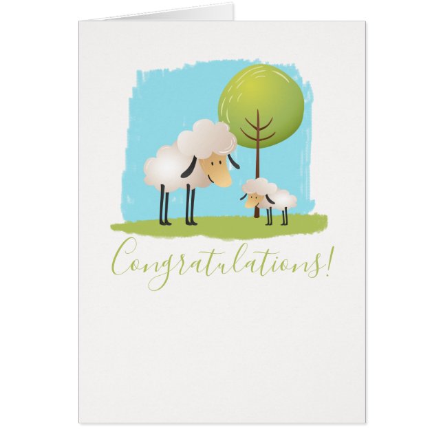 Cute Sheep and Lamb New Baby (Voorkant)