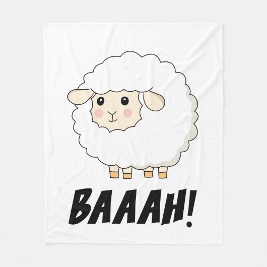 Cute Sheep Baaah Fleece Deken (Voorkant)