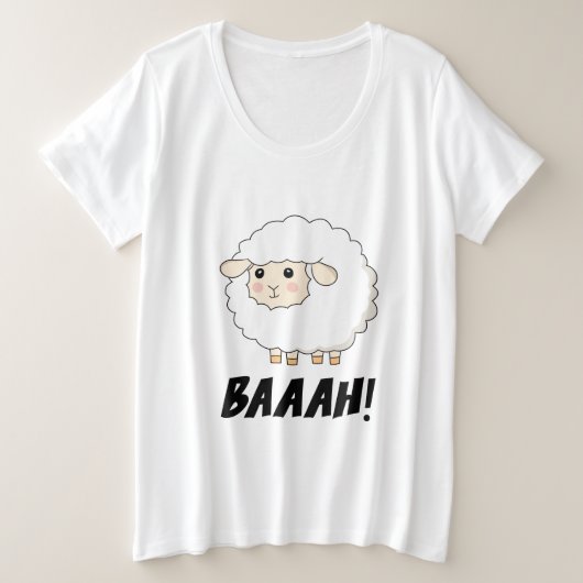 Cute Sheep Baaah Grote Maat T-shirt (Design voorkant)