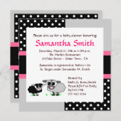 Cute Sheep Baby shower Invitation roze Black Grey Kaart (Voorkant / Achterkant)