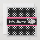 Cute Sheep Baby shower Invitation roze Black Grey Kaart (Achterkant)