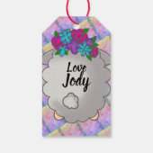 Cute Sheep Birthday Flower Happy Cadeaulabel (Achterkant)