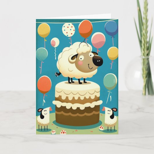 Cute Sheep Birthday Party Wenskaart Kaart (Voorkant)