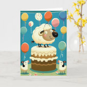 Cute Sheep Birthday Party Wenskaart Kaart (Gele Bloem)