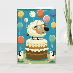 Cute Sheep Birthday Party Wenskaart Kaart