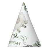 Cute Sheep Boerderij Greenery 1st Birthday Boy Gir Feesthoedjes (Rechts)