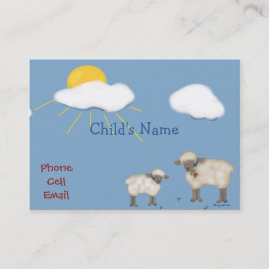 Cute Sheep Children's Calling Card Contactkaartje (Voorkant)