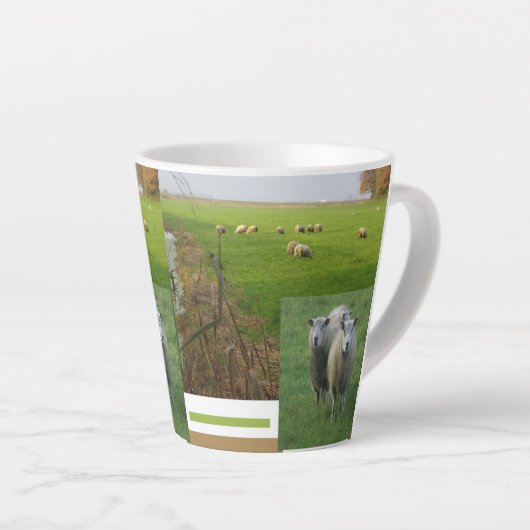 Cute Sheep Collage Latte Mok (Rechterhoek)