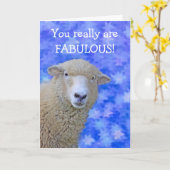 Cute Sheep Custom Fiftieth Birthday Kaart (Gele Bloem)