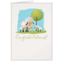 Cute Sheep en Drie lams New Triplet Babies