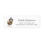 Cute Sheep Farm Animal Return Address Etiket (Voorkant)