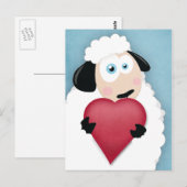 Cute Sheep Holding Love Heart Briefkaarten (Voorkant / Achterkant)