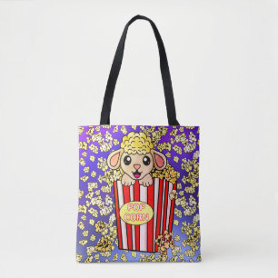Cute Sheep in Popcorn voor Movie Lovers Tote Bag