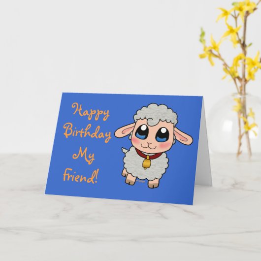 Cute Sheep Kaart (Gele Bloem)