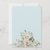 Cute Sheep Lamb Botanical Blue Baby Shower Kaart (Achterkant)