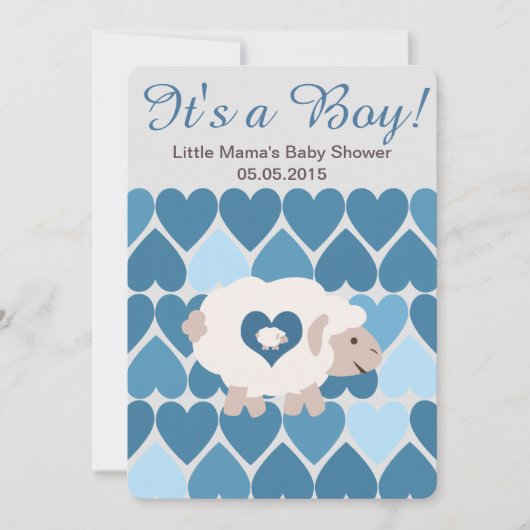 Cute Sheep Mama, het is een jongen! Baby Shower Kaart (Voorkant)