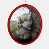 Cute Sheep Personalized Ceramic Ornament (Links)