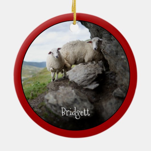 Cute Sheep Personalized Ceramic Ornament (Achterkant)