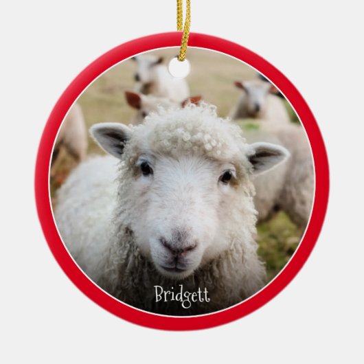 Cute Sheep Personalized Ceramic Ornament (Voorkant)