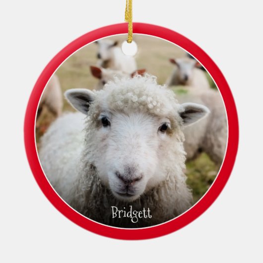 Cute Sheep Personalized Ceramic Ornament (Achterkant)