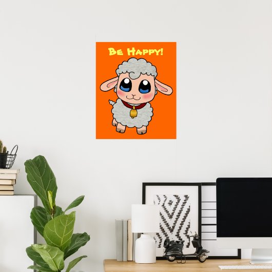 Cute Sheep Poster (Thuiskantoor)