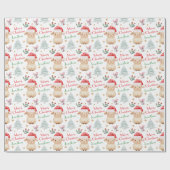 Cute Sheep Santa Hat Christmas Tree Cadeaupapier (Vlak)