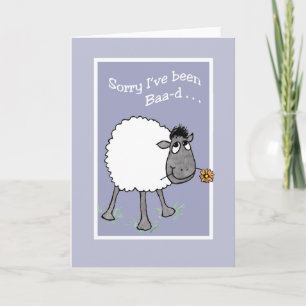 Cute Sheep, sorry dat ik Baa-d ben, Apology Card Kaart