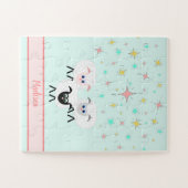 Cute Sheep & Stars Monogrammed Childrens Puzzle Legpuzzel (Horizontaal)