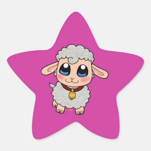 Cute Sheep Ster Sticker (Voorkant)
